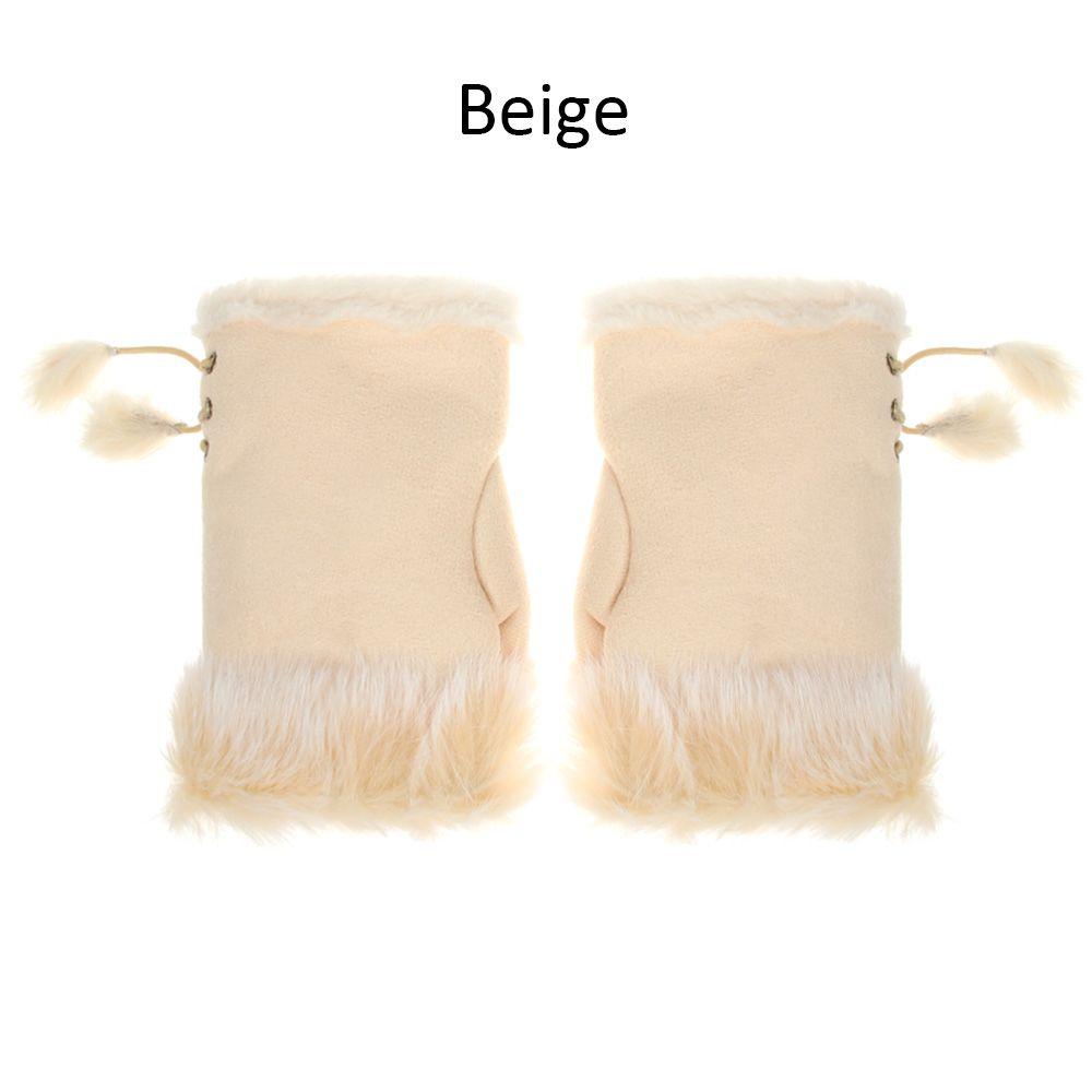 Winter Keep Finger Warm Soft Warm Mittens Fingerless Faux Rabbit Hair Gloves Thicken Warm