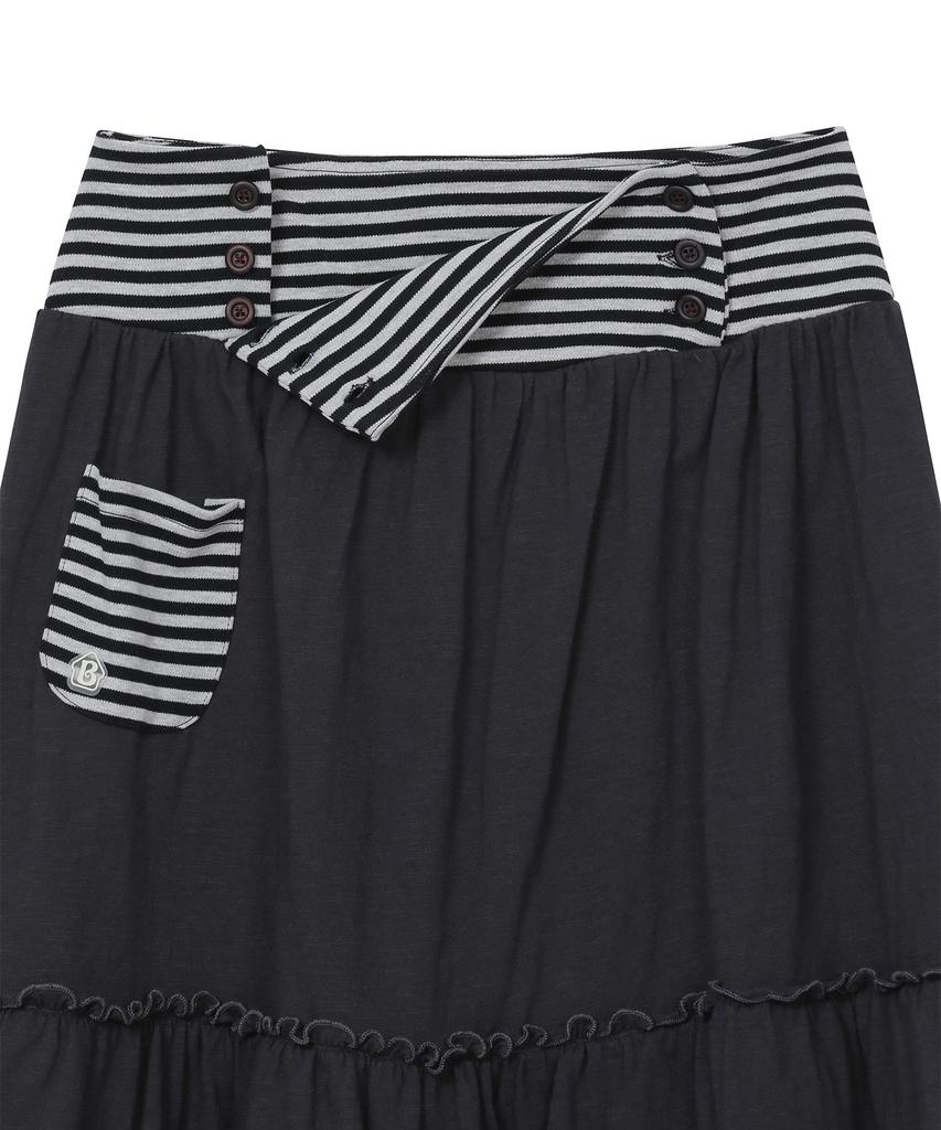 Baup Button-Up Pocket Midi Skirt [Charcoal]