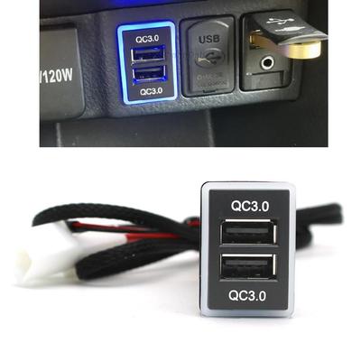 Синий светодиодный индикатор Быстрая зарядка Двойной USB-интерфейс QC3.0 Розетка Быстрое автомобильное зарядное устройство для toyota camry corolla rav4 hilux аксессуары