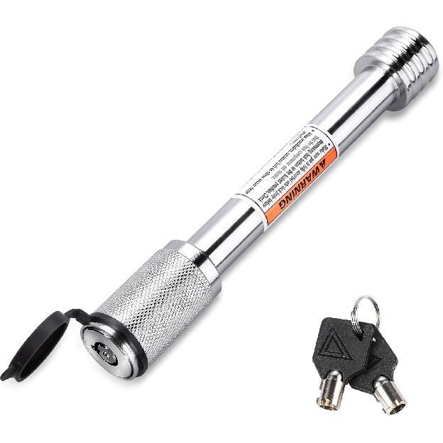 CZC AUTO Trailer Hitch Lock 5/8" Dia, Locking Hitch Pin 4" Super Extra Long Chrome Coated Hitch Pin With Keys For Class III IV To Hitch Bike Rack