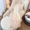 Plus Size Women's Summer Fashion New Mesh Smock Dress Bottom Slip Skirt Set