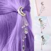 Retro Moon Rhinestone Tassel Beads Dangle Hairpin Hair Clip Women Bridal Jewelry