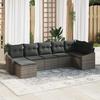 VidaXL 7-piece Garden Sofa Set with Cushions In Grey Poly Rattan 3346809