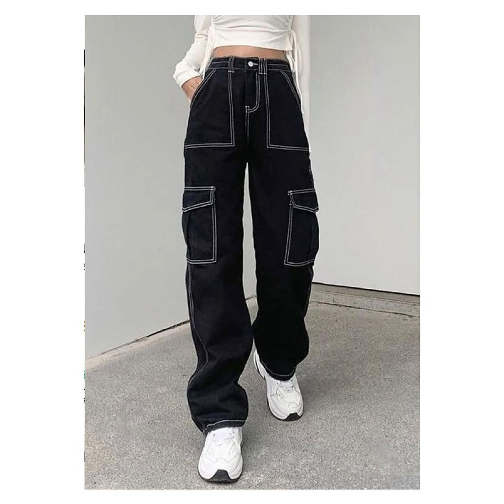 Женские синие свободные широкие джинсы-палаццо большого размера