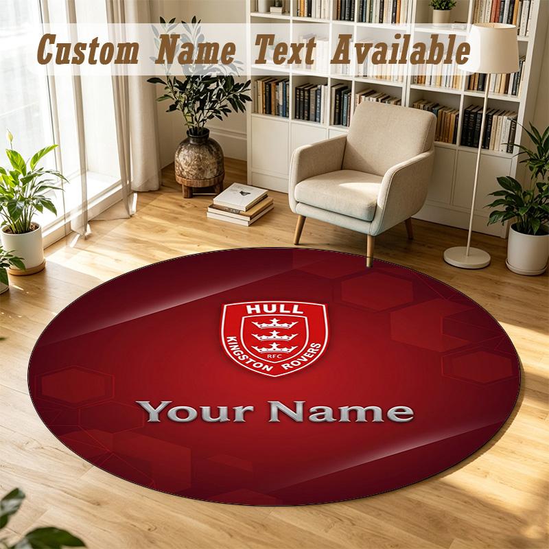 Round Rug Custom NameHull KR Pattern Non Slip Carpet Home Floor Decor