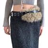 Women Belt Adjustable Length Imitation Leather Belt with Faux Fur Decor Dress Shirt Tops Waistband Fashion Accessories