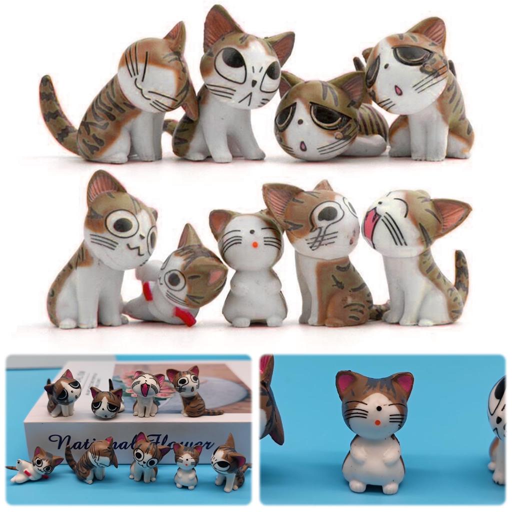 AAGWW Working Cat Figure Kitten Toy Mini Toy Cat Birthday Party Accessory 9 Brown Cheesecake Set, Figure, Character, (Product Contents Flavors)