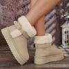 Soft Non Slip Thick Bottom Furry Snow Boots Women 2025 Winter Warm Fluffy Fur Ankle Boots with Platform Metal Buckle Plush Shoes