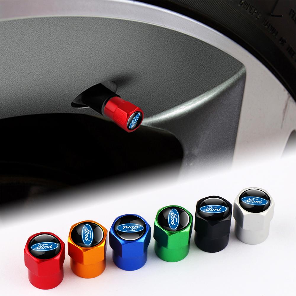 4Pcs Car Tire Valve Cover Wheel Protection Dust Caps For Ford F350 Escape Fiesta Mk7 Focus Mustang ST RS F150 Ranger Accessories CVY1
