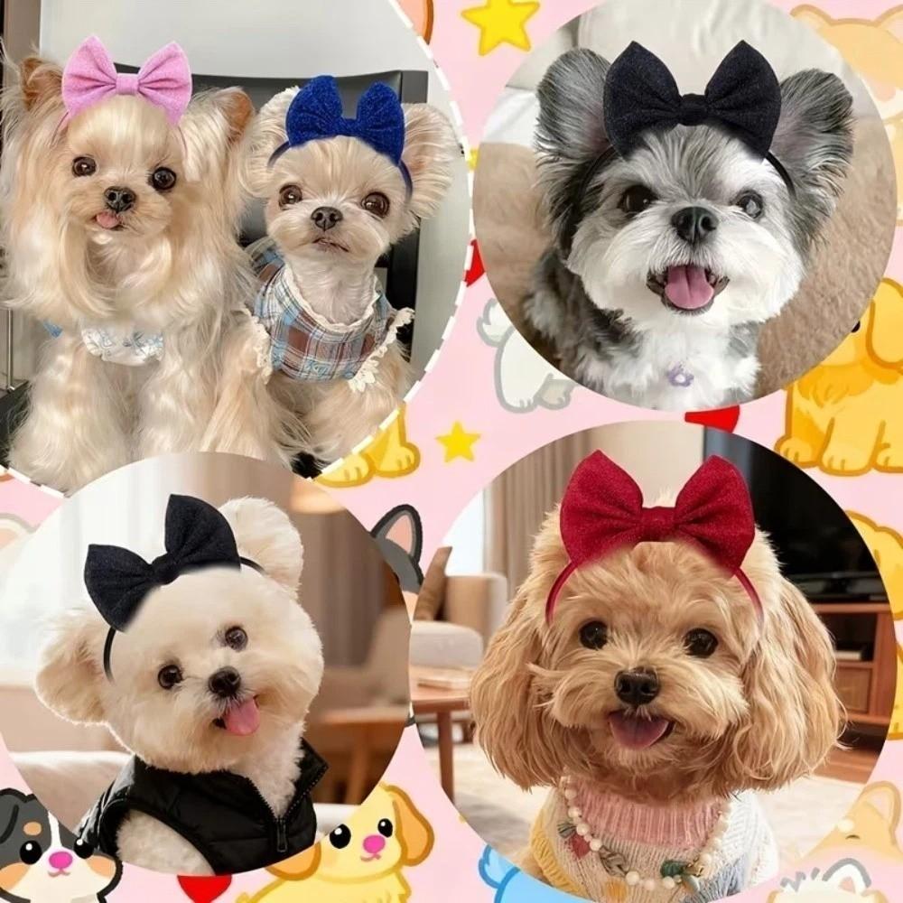 Colorful Dog Hair Bow Headbands Hair Band Pet Costumes Adjustable Pet Hair Bows  Valentine's Day