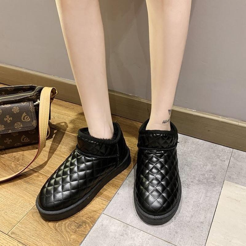 Водонепроницаемые зимние ботинки Lovers Bread Shoes из кожи, теплые зимние, плюс бархатные нескользящие женские хлопковые ботинки больших размеров