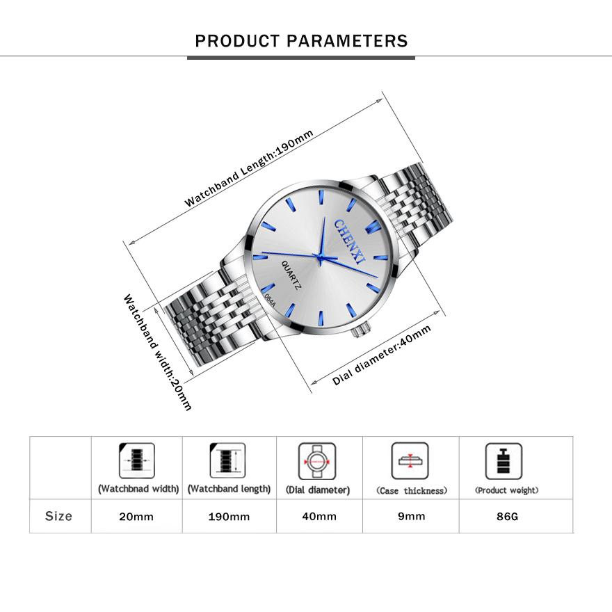 CHENXI Simple Mens Quartz Watches Top Luxury Brand Business Watch Men Fashion Casual Waterproof Stainless Steel Wristwatch