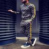 Спортивный костюм для мужчин, спортивный костюм для джентльменов, куртка на молнии, костюм с длинным рукавом, полосатая куртка + брюки, спортивный мужской комплект, повседневный спортивный костюм