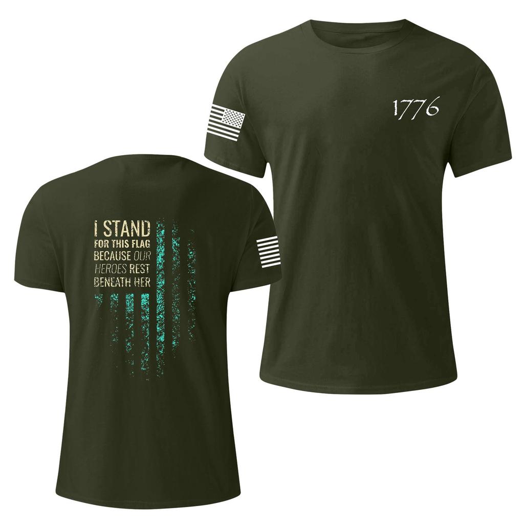 Мужская модная повседневная футболка с круглым вырезом и коротким рукавом с принтом «День независимости»