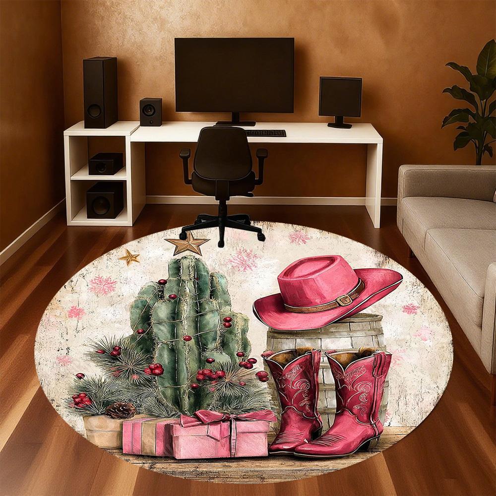 1PC cowgirl western Office Round Area Rug, Under Office Chairs Bedroom Living Room Home Decor,Carpet for Office, -1110213