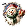 Easy Peel Wall Graphics Christmas Break-In 3D Decal, Santa Claus/Deer/Snowman/Elf/Dog/Nutcracker/Gingerbread Man Patterns Window Glass Door