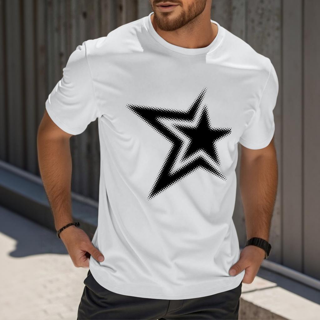 Мужская модная футболка с принтом, круглым вырезом, прямыми плечами и короткими рукавами