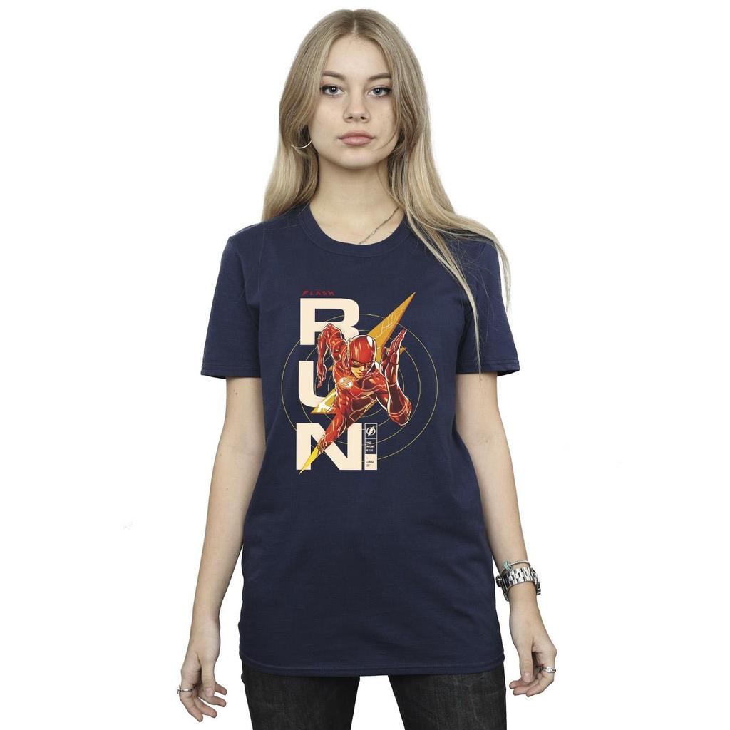 DC Comics Womens/Ladies The Flash Run Cotton Boyfriend T-Shirt