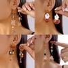 Popular Halloween Earrings Series, Dripping Pumpkin Ghost Black Orange Twisted Earrings Female, Niche Design Sense
