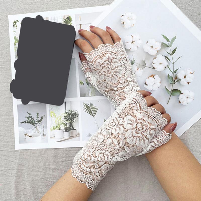 Уличные варежки с половиной пальца, солнцезащитные перчатки, кружевные перчатки, летние сексуальные анти-УФ-защитные велосипедные перчатки