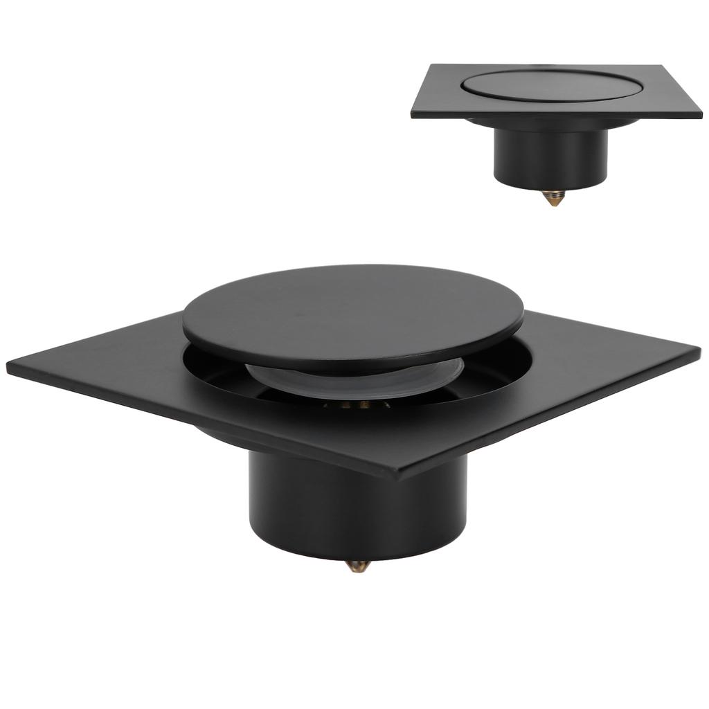 Floor Drain Strainer Pop Up Type for Bathroom Shower Toilet Fast Draining Square AntiOverflow OdorResistant(Black )