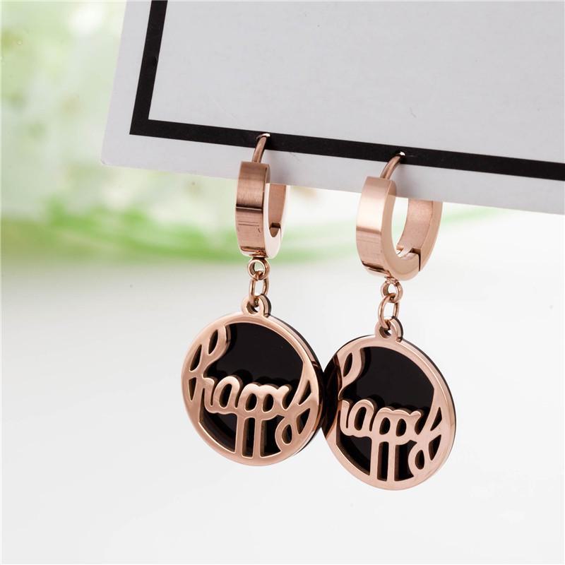 Rose Gold Geometric Titanium Steel Earrings for Women - Stylish, Simple Designs