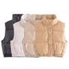 Y2K Autumn Winter Jacket Coat Women's Imitation Leather Short Pure Color Cotton Vest