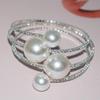 Gold-Plated Silver Women's Necklace & Bracelet Set with Pearls and Rhinestones