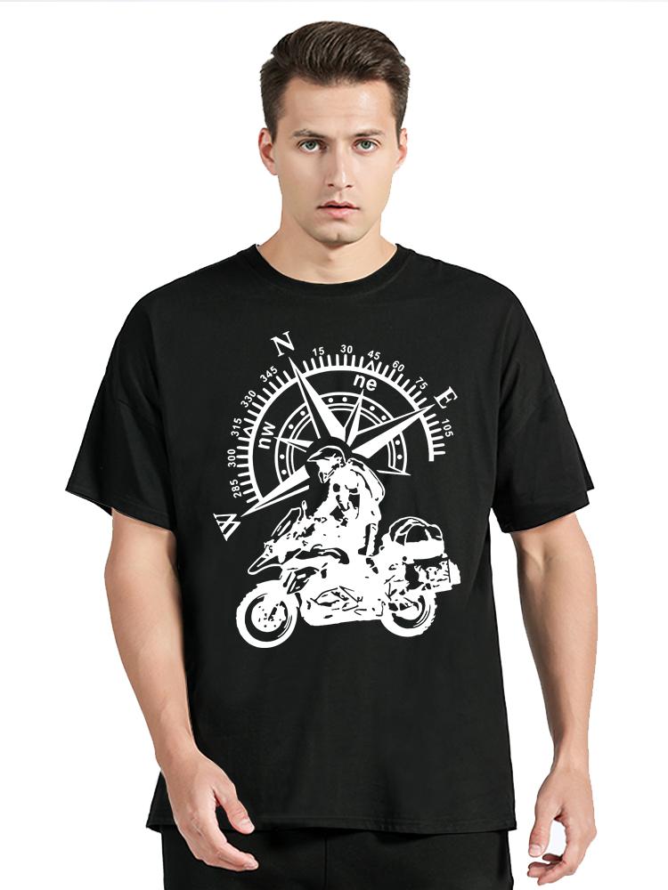 Funny Motorbike Tshirt Unisexs Mountain Adventure T Shirt New Hip Hop Streetwear Tshirt Motorcycle Travel Compass Clothes Tees