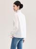 Women's Pure Cotton French Ruffle Trim Shirt - Spring Top with Micro Flare Long Sleeves