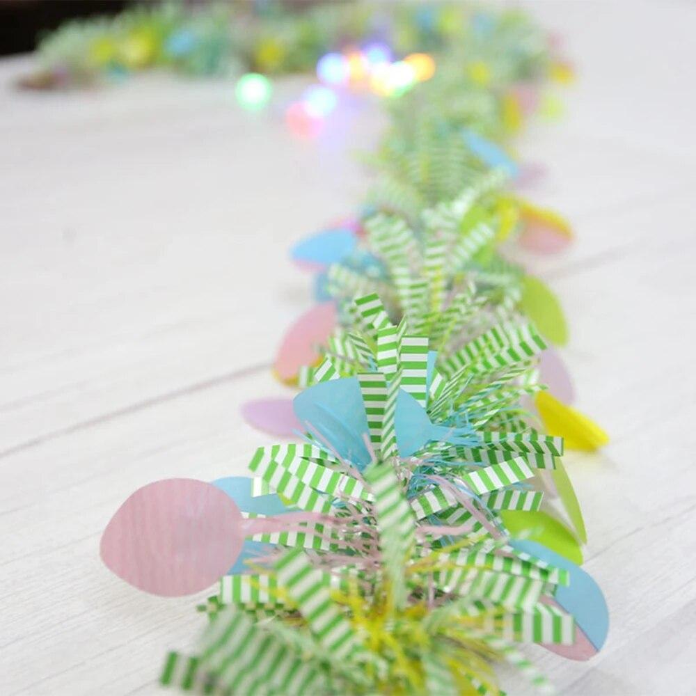 2 м пасхальные гирлянды яйцо пасхальный венок весенняя вечеринка зеленая полоса мишура витая с красочным пасхальным яйцом пасхальный орнамент DIY гирлянда