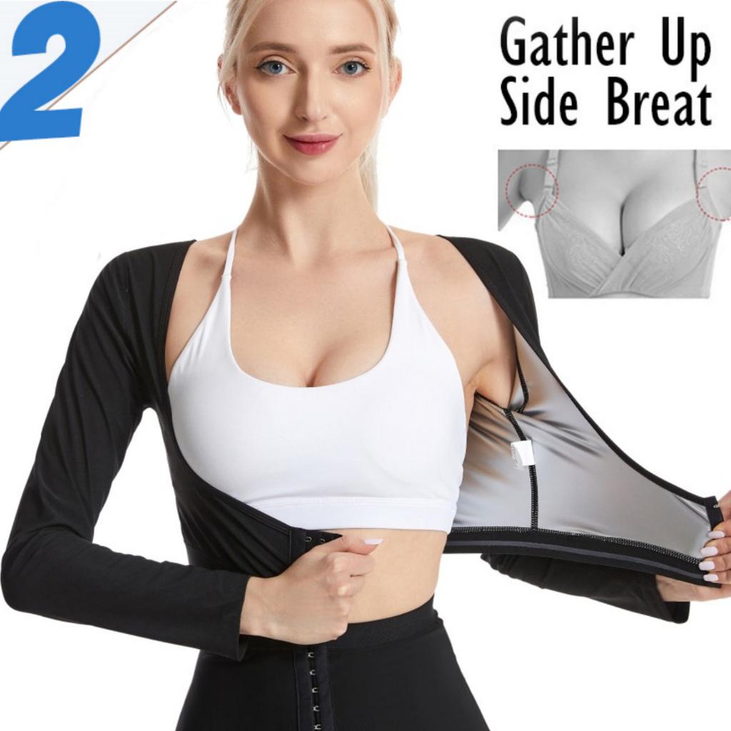 Женская футболка с длинными рукавами для похудения рук, полимерный спортивный жилет для сауны, майки для тренировок, корректирующее белье, триммер для рук, тренажер для талии, компрессионные рукава