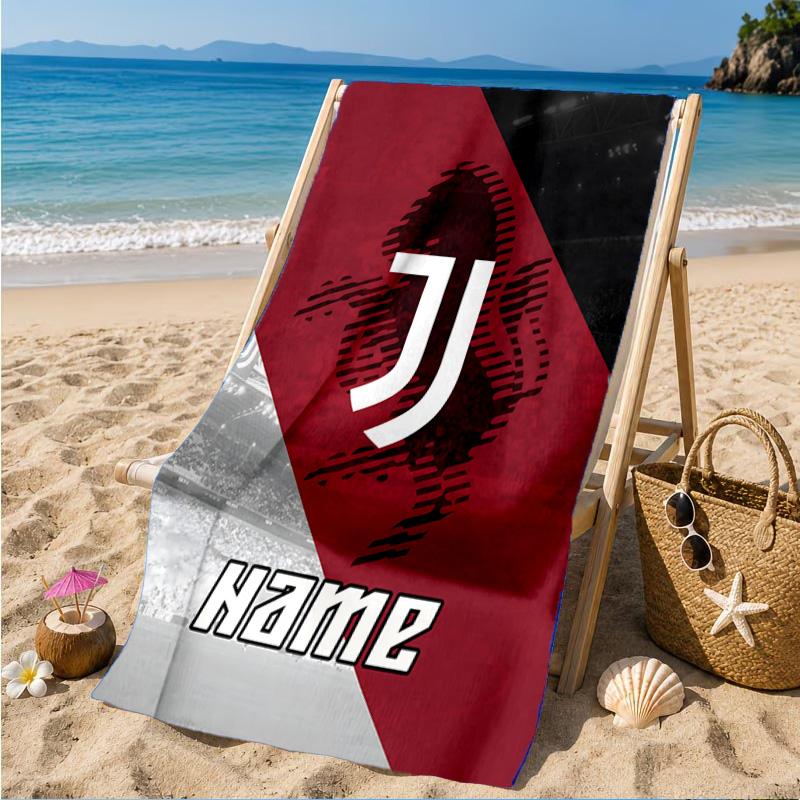 Custom Name Beach Towel Juventus Emblem Microfiber Beach Towel, Lightweight for Summer Travel, Swimming Pool Fan Birthday Gift