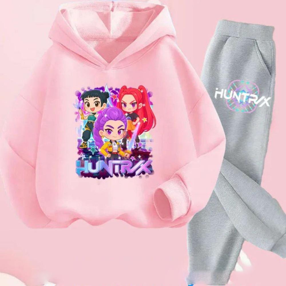 Детская одежда с принтом KPop Demon Hunters Y2K Толстовки+Брюки Спортивные костюмы KPop Demon Hunters Корейский костюм с худи