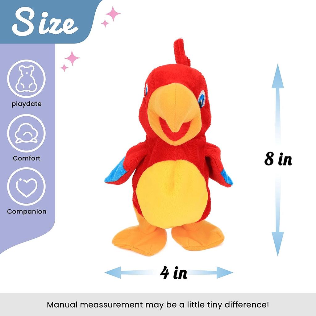 Hopearl Говорящий попугай Повторяет Сказанное Бегающий Электрический Интерактивный Анимированный Игрушка Говорящая Плюшевая Игрушка Вечеринка по случаю дня рождения для малышей День рождения, 20 см