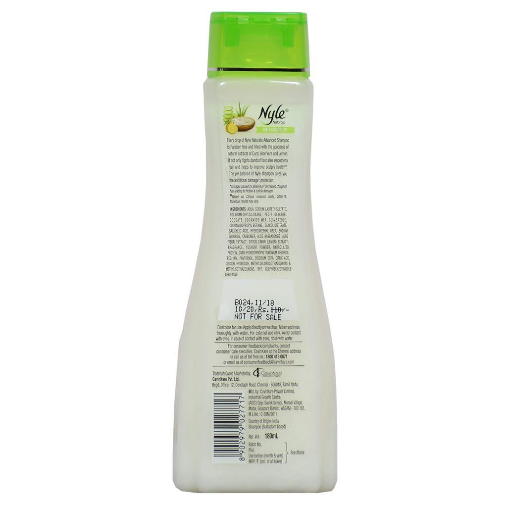 Шампунь против перхоти (180 мл), Shampoo Anti-Dandruff Lemon Aloe Vera,  Nyle Naturals