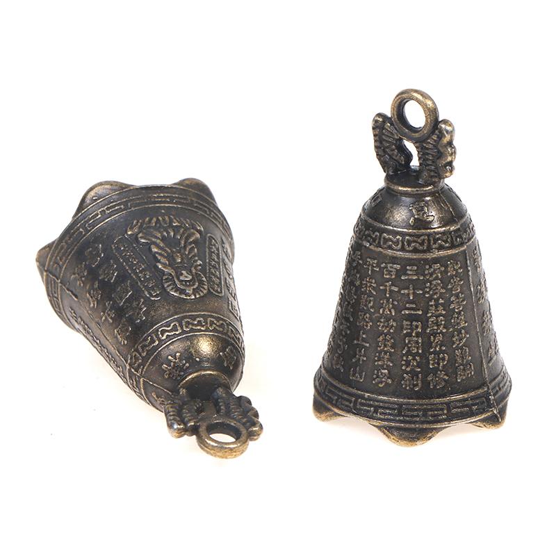 2 Pcs Antique Bell China'S Mini Brass Copper Sculpture Pray Guanyin Bell