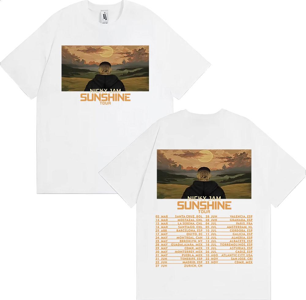 Rapper Nicky Jam Sunshine Tour Printed Tshirt Mens Clothing High Street Hip Hop Punk T Shirts pure Cotton Short Sleeve Top