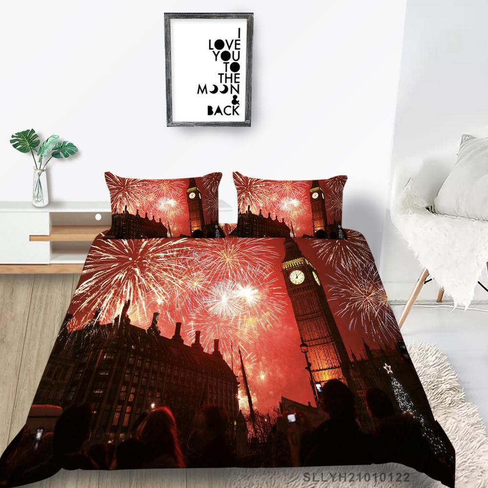 Комплект постельного белья для дома с 3D фейерверком, наволочка, наволочка, полный размер, комплект постельного белья, украшение для дома