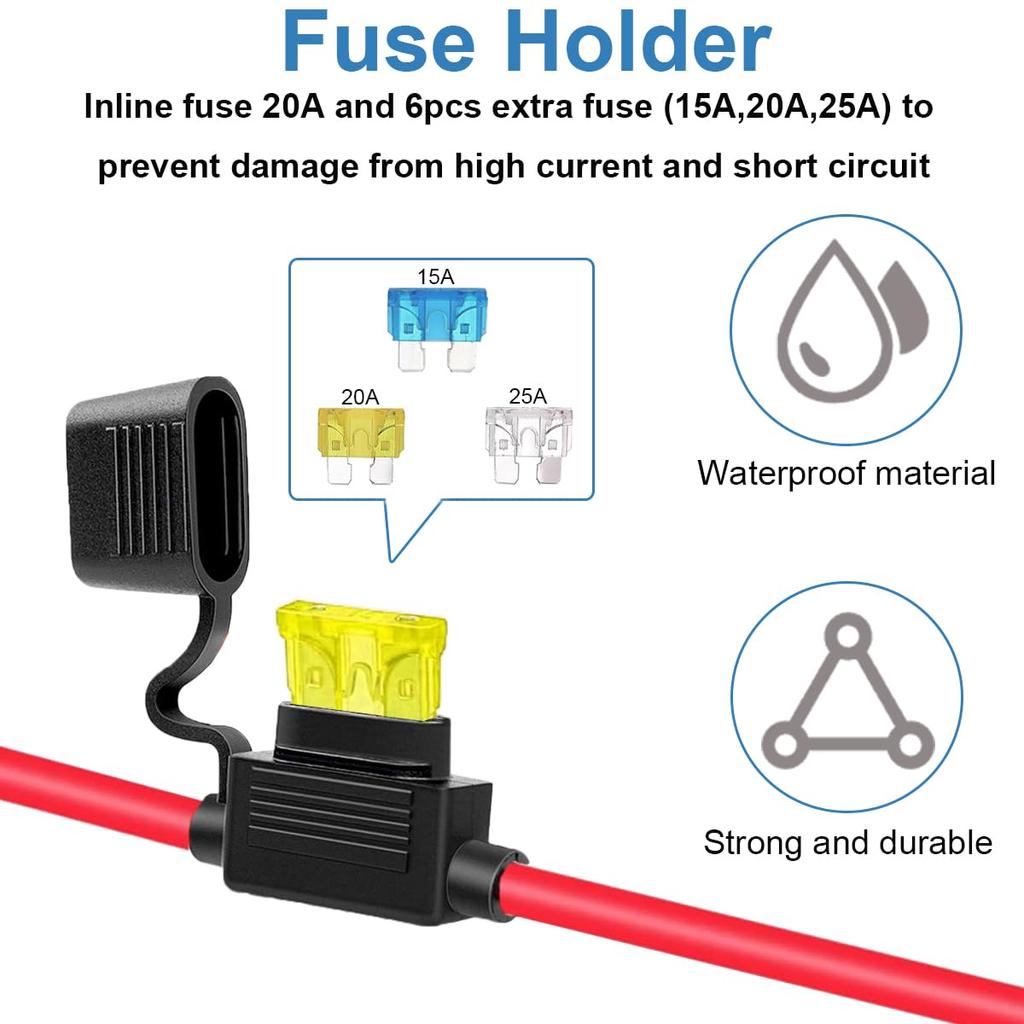 Xiatiaosann 2pcs Cigarette Lighter Socket - O-Ring Terminal Cable 14AWG /24V Fixed Screw Car