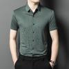 Cool Breathable Men's Short-sleeved Shirt Middle-aged Fashion Casual Thin Loose Stretch Polo Shirt Trendy Shirt for Men