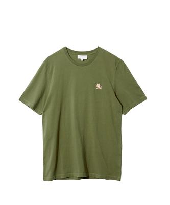 Мужская футболка Maison Kitsuné, цвет хаки, regular fit, размер S, LM00110KJ0008, с нашивкой-лисой Chillax [Параллельный импорт]
