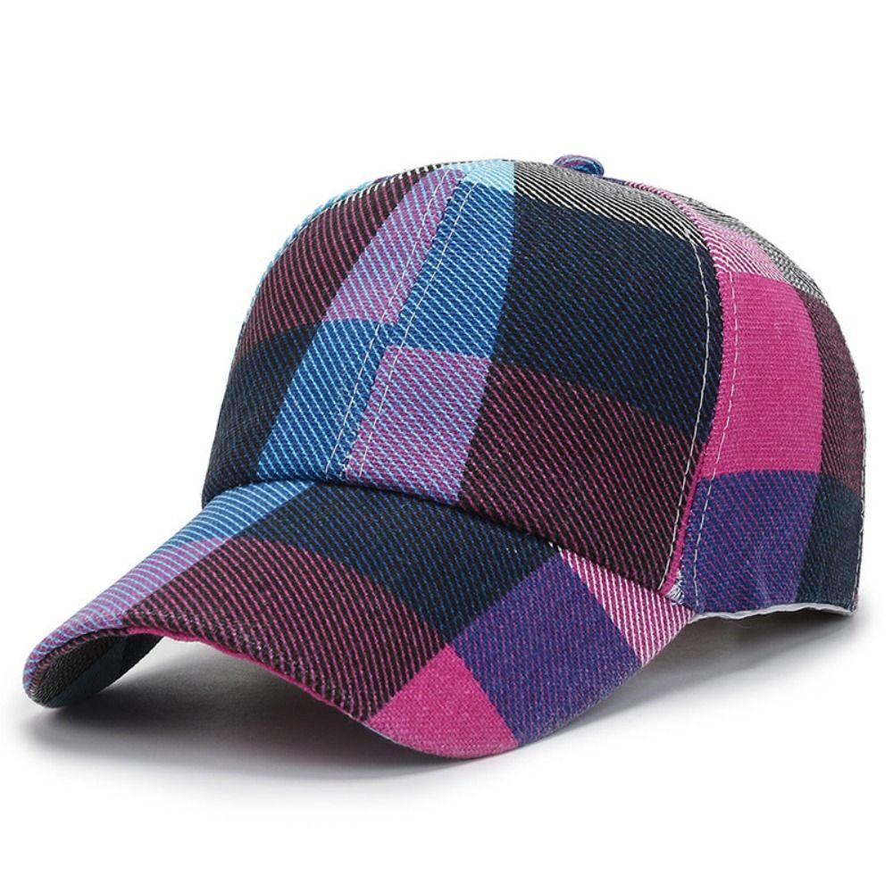 Outdoor Men Women Adjustable Sunscreen Hats Baseball Hats Sun Cap Plaid Caps