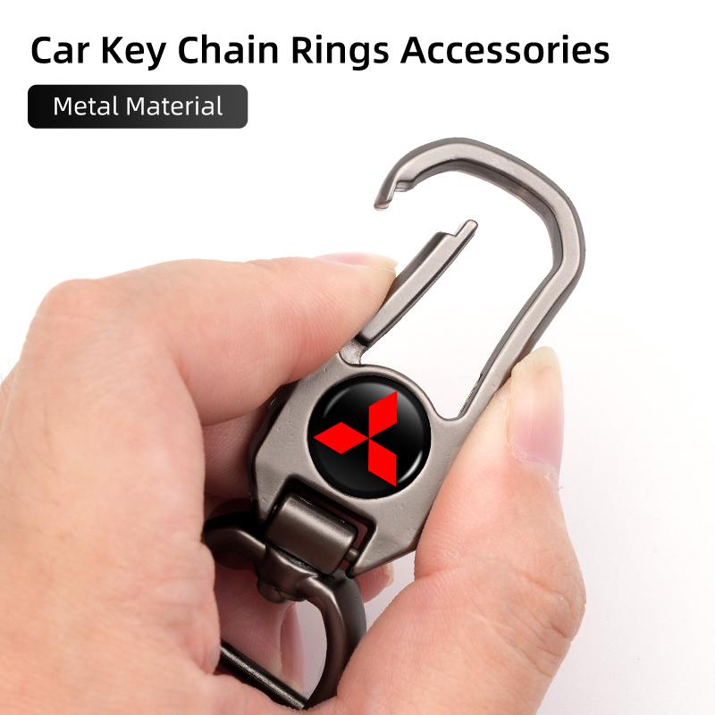 For Mitsubishi Aluminum Alloy Car Styling Keychain Emblems Keyring Key Decoration Ring Outlander Lancer L200 ASX Pajero Grandis