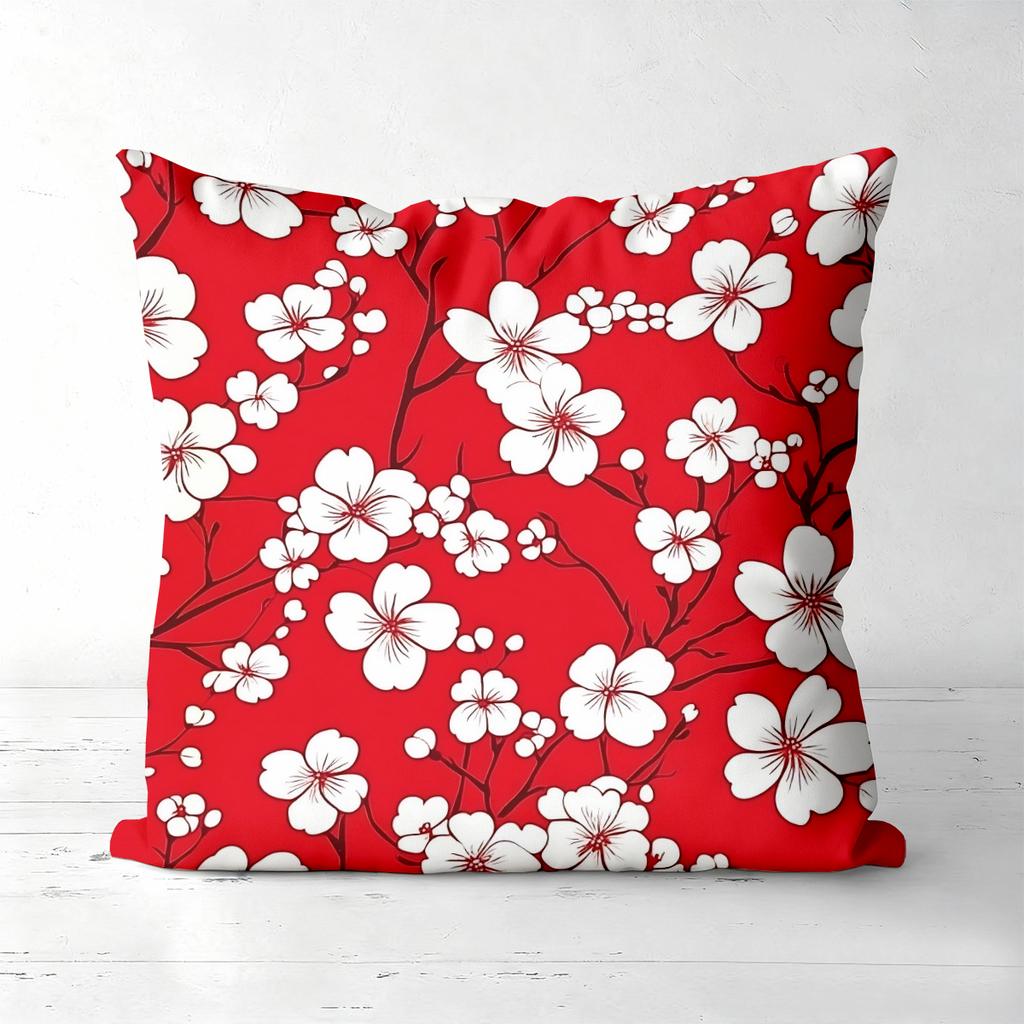 Set Of 4 Vintage Red Floral Throw Pillow Covers Pattern Cushion Cover Suitable For Sofa Bedroom Car Pillow Cover