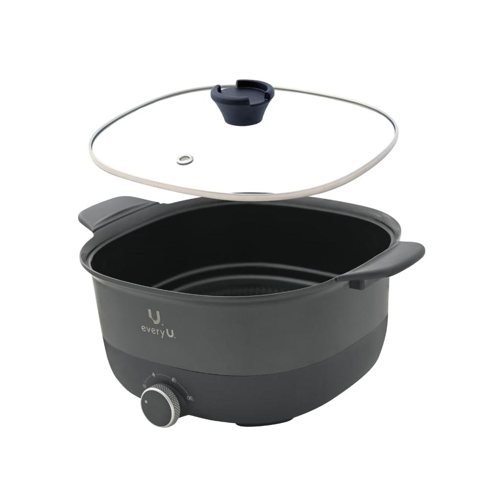 Every Electric 3 Temperature Adjustment Corrugated Ceramic with Glass for One for a Large Number of Grill Hot Fried U. Two-handed Pot, 5L, Levels,