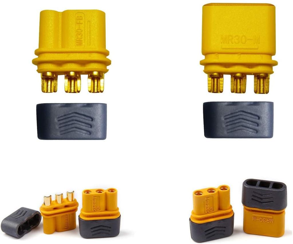 5 Pairs MR30 Male-Female Connectors for RC LiPo Batteries with Protective Sleeve Plastic for Tello Battery Tablet LiPo Bag 1/10 RC Car