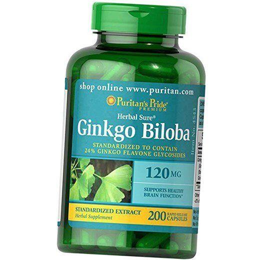 Гинкго Билоба Экстракт, Ginkgo Biloba Standardized Extract 120 Caps, Puritan's Pride  30капс (71367001)