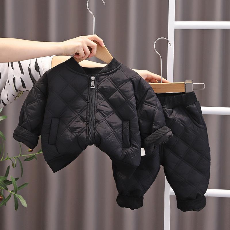 Комплекты одежды для мальчиков осень-зима, детское хлопковое пальто на молнии + штаны, комплект из 2 предметов, наряды на 1, 2, 3, 4 года, детский спортивный костюм