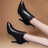 High Heel 8cm Fashion Versatile Short Boots Women's New British Style Slim Heel Boots Pointed High Heel Women's Leather Shoes